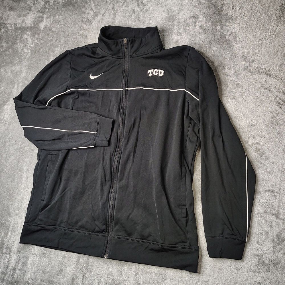 TCU Horned Frogs Nike Jacket Mens XL Black Zip Up‎ Fleece Lined Dri-Fit Training